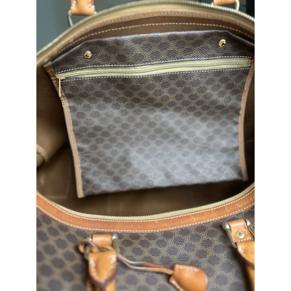 Celine Duffle Bag Macadam Coated Canvas With Key, Lock & Luggage Tag Vintage